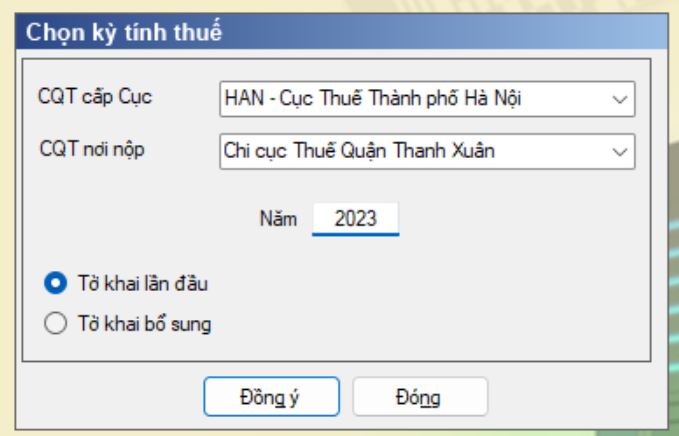 Chọn kỳ khai lệ phí môn bài
