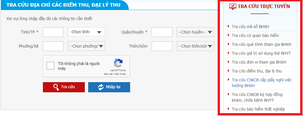 Tra cứu BHXH trực tuyến