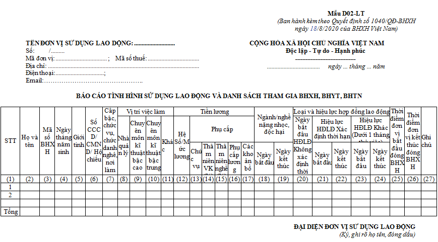 Mẫu D02-LT Quyết định số 1040/QĐ-BHXH 