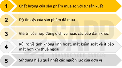 Các yếu tố chiến lược và định tính có thể ảnh hưởng đến quyết định mua ngoài hoặc tự sản xuất của doanh nghiệp: